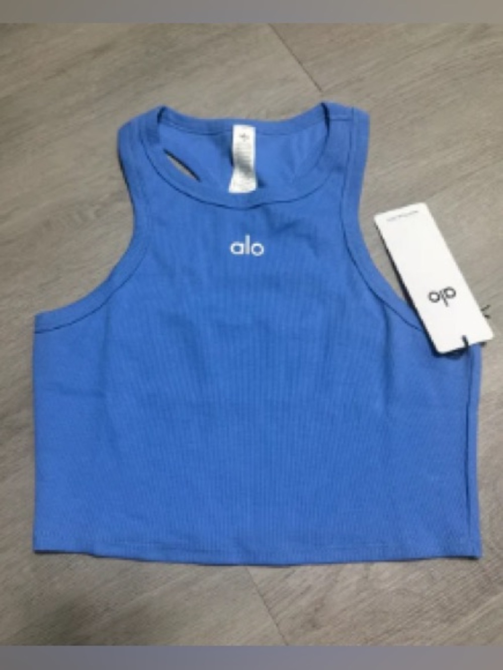 ALO Yoga Blue Ribbed Cropped Tank Top